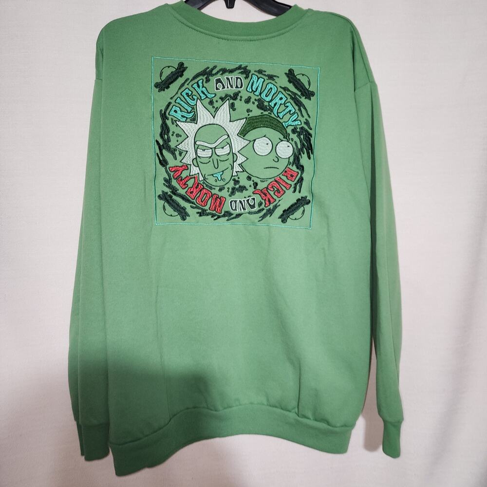 Rick and Morty green sweatshirt men's XL-embroidered - Picture 4 of 6